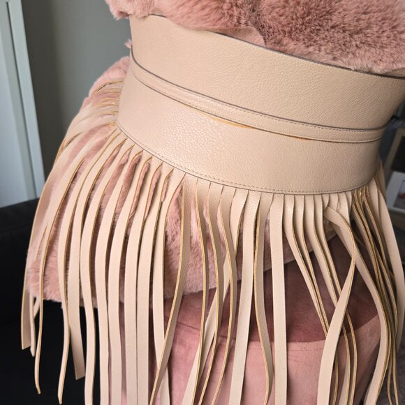 BCBGMax Azria Fringe Contour Waist Belt - Blush Nude Pink Size M - Picture 4 of 13